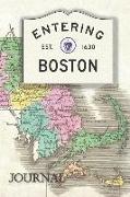 Boston Journal: Beautiful Antique Boston Massachusetts Map Themed Blank Journal