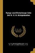 Rangs-Und Einteilungs-Liste Der K. U. K. Kriegsmarine
