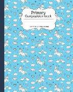 Primary Composition Book: Story Journal for Grades K-2 Draw and Write Notebook 120 Blank Story Paper Pages Cute Unicorn