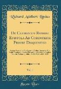 De Clementis Romani Epistola Ad Corinthios Priore Disquisitio, Vol. 1