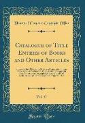 Catalogue of Title Entries of Books and Other Articles, Vol. 17