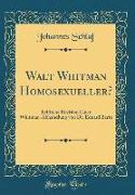 Walt Whitman Homosexueller?