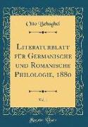 Literaturblatt für Germanische und Romanische Philologie, 1880, Vol. 1 (Classic Reprint)