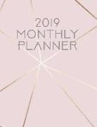 2019 Monthly Planner: Rose and Gold Lines 12 Month January 2019 to December 2019 Slimline Calendar