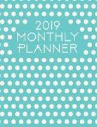 2019 Monthly Planner: Turquoise and Polka Dots 12 Month January 2019 to December 2019 Slimline Calendar