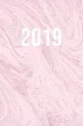 2019: Jan - Dez Wochenplaner - 365 Tage Terminkalender Mit Uhrzeit - 1 Tag Auf 1 Seite, Ca. A5 - Marmor Pink