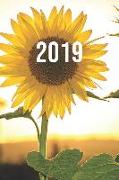 2019: Jan - Dez Wochenplaner - 365 Tage Terminkalender Mit Uhrzeit - 1 Tag Auf 1 Seite, Ca. A5 - Sonnenblume