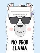 Composition Notebook Graph Paper Notebook: Wide Ruled School Student College Ruled 110 Pages - No Prob Llama