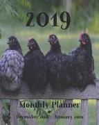 2019 Monthly Planner December 2018 - January 2020: 14 Month Calendar and Schedule Organizer &#9474,fun Chickens Cover &#9474,appointment Book with Not