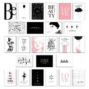 Schönes Postkarten Set mit 25 modernen und stylishen Postkarten zum Dekorieren oder Verschenken. Feminine Bilder, Sprüche und Statements für Frauen. Hochwertige Spruchkarten in dekorativer Box