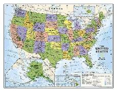 National Geographic: Kids Political USA Education: Grades 4-12 Wall Map - Laminated (51 X 40 Inches)