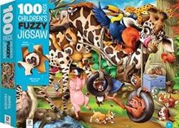 100-Piece Children's Fuzzy Jigsaw: Animal Mayhem
