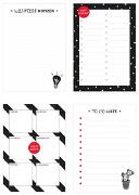 4 Blöcke im Set in schwarz-weiß, inkl. Einkaufsliste, Notizblock, ToDo-Liste und Wochenplaner