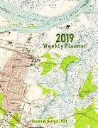 2019 Weekly Planner: Savannah, Georgia (1955): Vintage Topo Map Cover