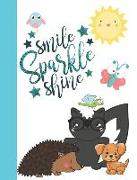 Smile Sparkle Shine: Forest Friends Wide Ruled Composition Writing Notebook