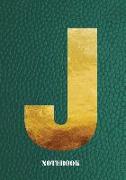 J Notebook: Letter 'j' Notebook, Composition, Exercise or Log or Study Book - Green Cover