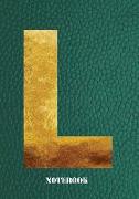 L Notebook: Letter 'l' Notebook, Composition, Exercise or Log or Study Book - Green Cover