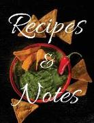 Recipes & Notes: Blank Mexican Food Recipe Journal for Nice and Family Menus with Salsa Background