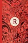 Monogram R Marble Notebook (Regency Red Edition): Blank Lined Marble Journal for Names Starting with Initial Letter R