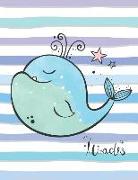 Miracles: Baby Cute Whale Cover and Lined Pages, Extra Large (8.5 X 11) Inches, 110 Pages, White Paper