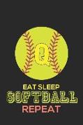 Eat Sleep Softball Repeat Q: Softball Monogram Journal Cute Personalized Gifts Perfect for All Softball Fans, Players, Coaches and Students