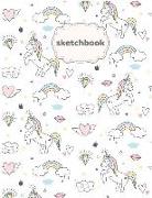 Sketchbook: Cute Unicorn Blank Page for Writing, Doodling and Sketching 8.5x11 in Blankbook for Kids & Girls