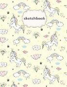 Sketchbook: Cute Unicorn, Yellow/Cream Cover Blank Page for Writing, Doodling and Sketching 8.5x11 in Blankbook for Kids & Girls