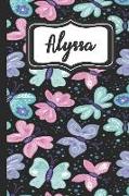 Alyssa: Personalized Named Journal Notebook Pretty Butterfly Cover for Women and Girls Lined Pages