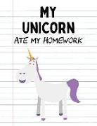 My Unicorn Ate My Homework: Funny Blank Lined Notebook - Unicorn