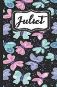 Juliet: Personalized Named Journal Notebook Pretty Butterfly Cover for Women and Girls Lined Pages