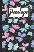 Penelope: Personalized Named Journal Notebook Pretty Butterfly Cover for Women and Girls Lined Pages