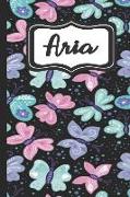 Aria: Personalized Named Journal Notebook Pretty Butterfly Cover for Women and Girls Lined Pages