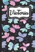 Victoria: Personalized Named Journal Notebook Pretty Butterfly Cover for Women and Girls Lined Pages