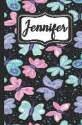 Jennifer: Personalized Named Journal Notebook Pretty Butterfly Cover for Women and Girls Lined Pages