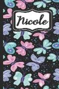 Nicole: Personalized Named Journal Notebook Pretty Butterfly Cover for Women and Girls Lined Pages