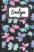 Evelyn: Personalized Named Journal Notebook Pretty Butterfly Cover for Women and Girls Lined Pages