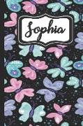 Sophia: Personalized Named Journal Notebook Pretty Butterfly Cover for Women and Girls Lined Pages