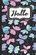 Halle: Personalized Named Journal Notebook Pretty Butterfly Cover for Women and Girls Lined Pages