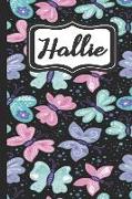 Hallie: Personalized Named Journal Notebook Pretty Butterfly Cover for Women and Girls Lined Pages