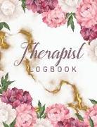 Therapist Logbook: Floral and Marble Notetaking Planner Notebook and Recorder