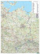 Wandkarte: Deutschland Ost, Poster, 1:500.000, Metallbestäbt in Rolle