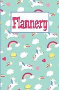 Flannery: Personalized Named Unicorn Journal Notebook Pretty Magical Rainbows & Hearts Cover for Women and Girls Lined Pages