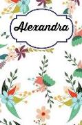 Alexandra: Personalised Alexandra Floral Homework Book Notepad Notebook Composition and Journal Gratitude Diary