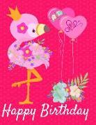 Happy Birthday: Cute Personalized Pink Flamingo Princess Happy Birthday Greeting Draw & Write Notebook/Journal Girls