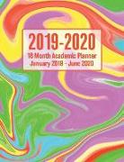 2019 - 2020 - 18 Month Academic Planner - January 2019 - June 2020: Rainbow Mixed Marble Theme - Organizer Notebook and Calendar for Full School Year
