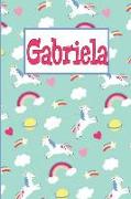 Gabriela: Personalized Named Unicorn Journal Notebook Pretty Magical Rainbows & Hearts Cover for Women and Girls Lined Pages