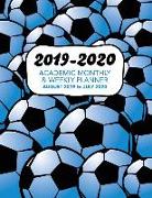 2019 - 2020 Academic Monthly & Weekly Planner - August 2019 to July 2020: Blue Shaded American Soccer Pattern - Organizer, Agenda and Calendar for Sch