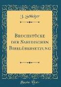 Bruchstücke Der Sahidischen Bibelübersetzung (Classic Reprint)
