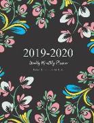 2019-2020 Weekly Monthly Planner July 2019 - June 2020: Decorative Cute Floral Black Cover Daily Weekly Monthly Yearly Calendar Planner for Academic A