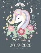 2019-2020 Academic Planner: Unicorns and Flower Design Cover Academic Planner Weekly and Monthly Yearly Calendar Schedule Agenda Organizer Teacher